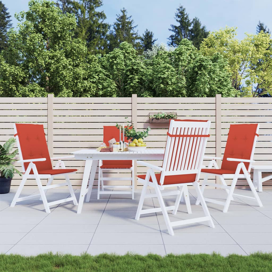 vidaXL Hochlehner-Auflagen 4er-Set aus Polyester in Rot Melange, B/T/H: 120 x 50 x 4 cm - Bild 3