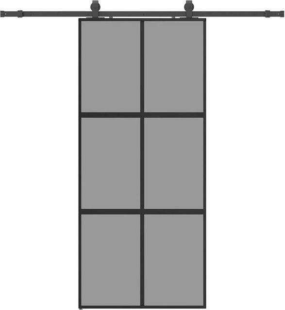 vidaXL Schiebetür aus Hartglas mit Beschlag in Schwarz, B: 90 cm, H: 205 cm - Bild 1
