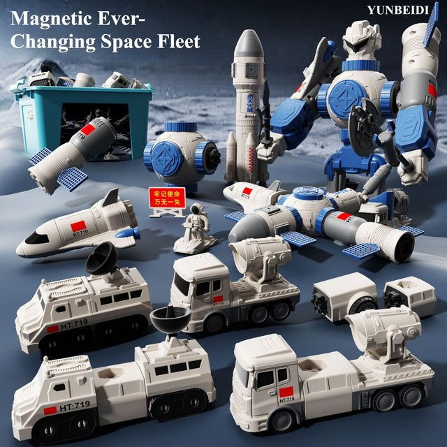 YUNBEIDI Magnetische Verformung Auto Roboter Baustein Montage Spielzeug - Bild 1