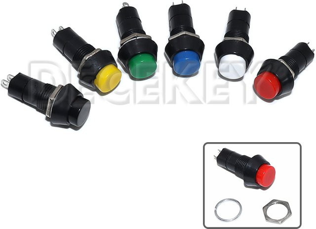 DECEKEY PBS-11A Kunststoff-Drucktastenschalter, momentan, 12mm, 3A, 250V AC, 2PIN, Mehrfarbig - Bild 1