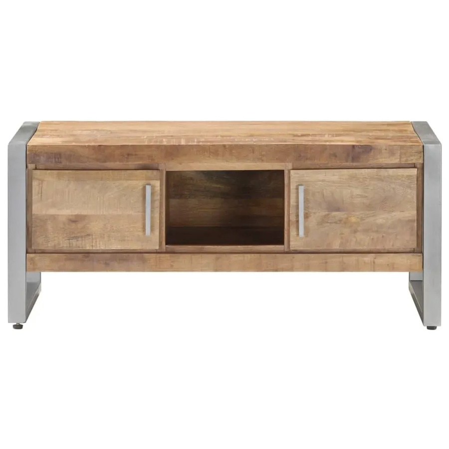 vidaXL Couchtisch aus Mangoholz in Braun und Weiß, rechteckig, B/T/H: 95 x 50 x 40 cm - Bild 2