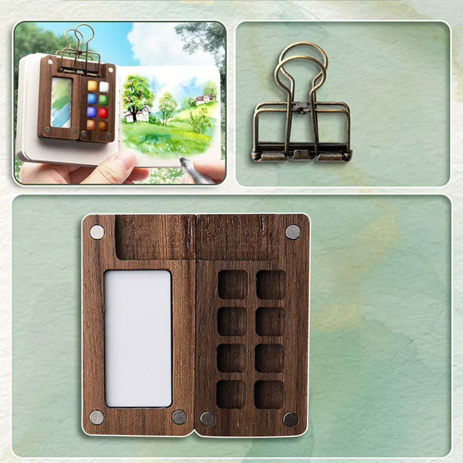 Tragbares Mini-Aquarell-Set mit Clip als Reise-Farbpalette für unterwegs in Multicolour - Bild 3