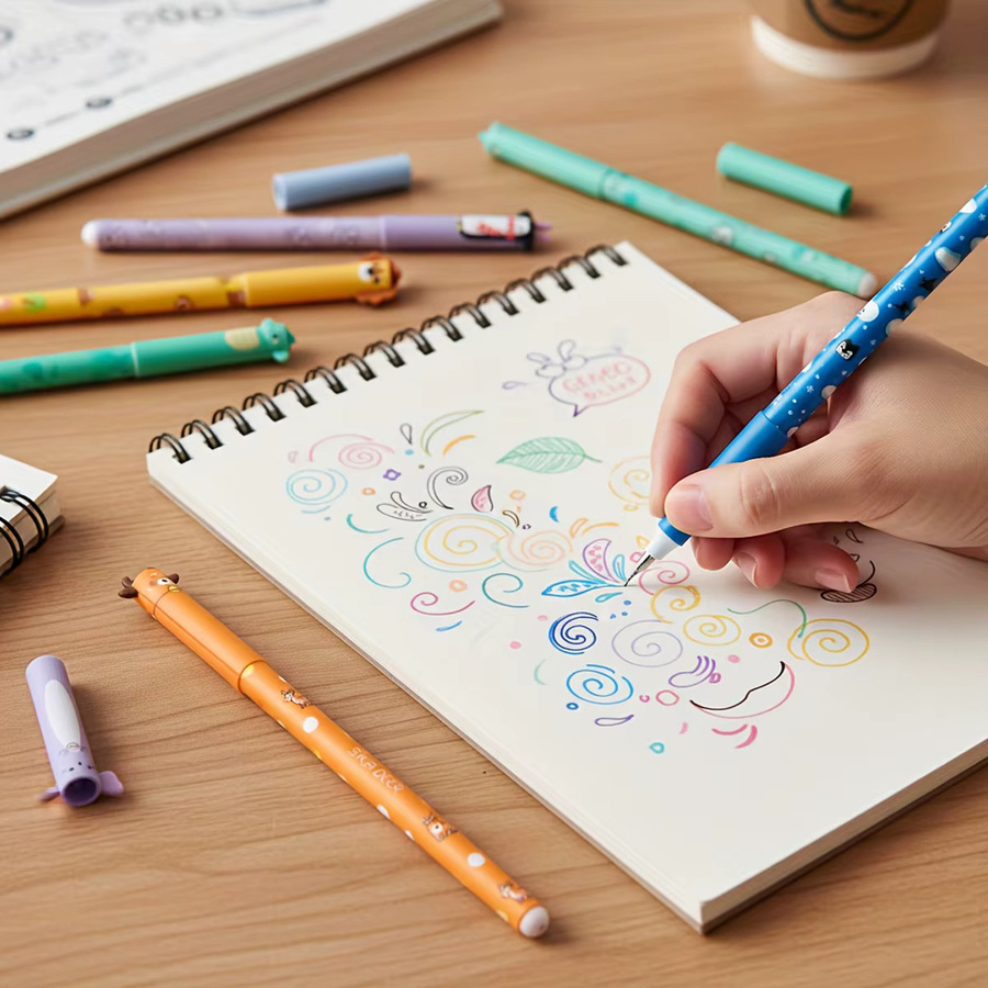 8 bunte löschbare Cartoon-Gelstifte mit 0,5 mm Spitze für Notizen und zum Markieren, Multicolor - Bild 3