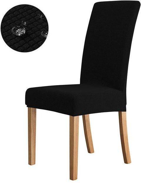 Yiran Furniture Stretch-Jacquard Stuhlbezug aus schmutzabweisendem Polyester in Schwarz - Bild 1