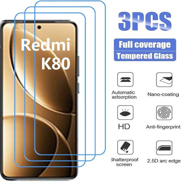 3er-Set 9D Gehärtetes Glas Displayschutz für Xiaomi Redmi K20 K30 K40 K50 K60 K70 K70E K80 Pro 5G in Transparent - Bild 1
