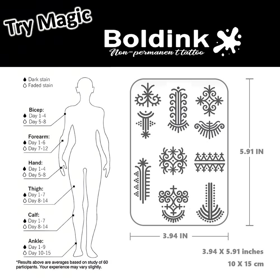 BOLDINK Tattoo-Aufkleber Ethnisches Stammesmuster, Unisex - Bild 3