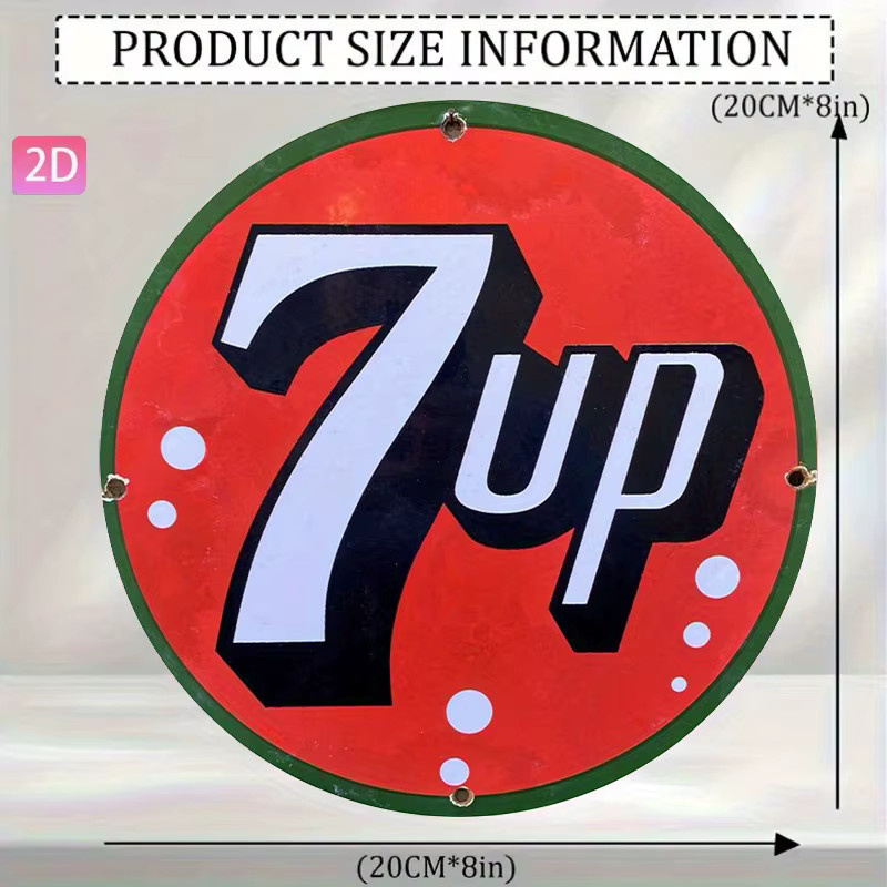 Potdemiel Retro Seven-Up Soda Vintage Aluminium Wandschild Rund Durchmesser: 20 cm - Bild 3