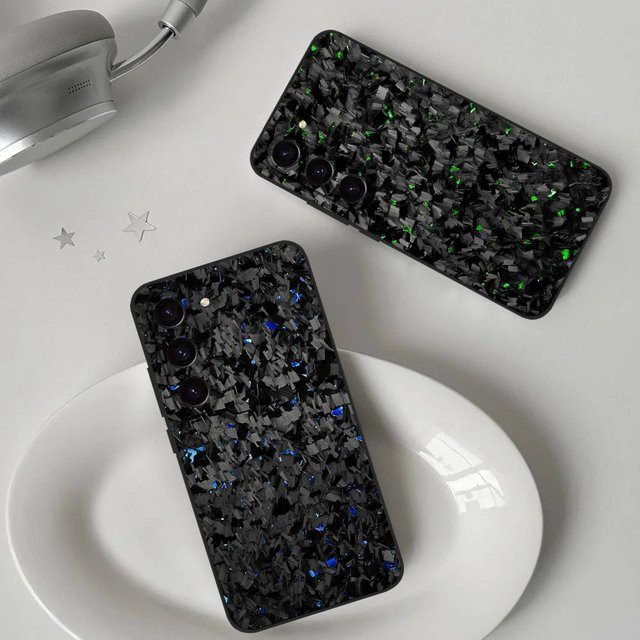 Carbon Forged Carbon Fiber Handyhülle für Samsung Galaxy S21 S22 S23 S24 S25 S26 Ultra FE Plus A52S Soft Cover in Schwarz - Bild 1