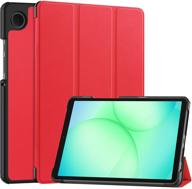 Samsung Galaxy Tab A11 8,7 Zoll Schutzhülle aus PU-Leder mit dreifach faltbarem Ständer in Rot (SM-X130/SM-X133) - Bild 1