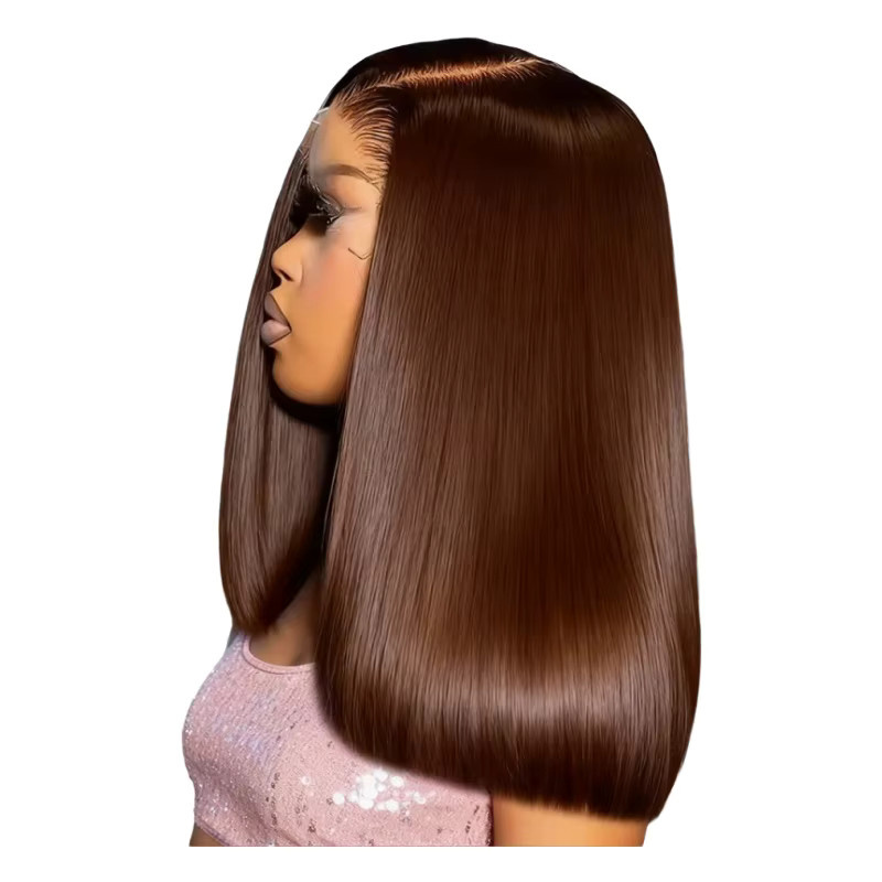 HJ WEAVE BEAUTY Bob-Perücke, 100 % Echthaar, schokoladenbraun, 4 Stück - Bild 6