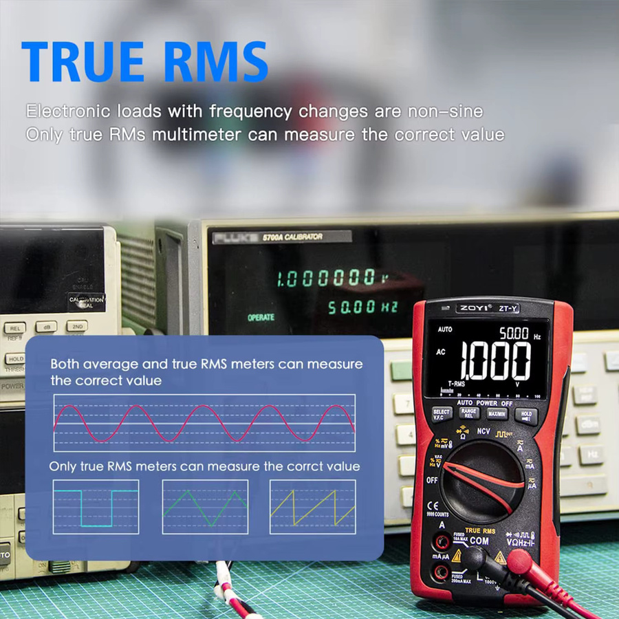 ZOYI ZT-Y Digitales Multimeter TRM 9999 mit AC/DC Voltmeter, Amperemeter und Ohmmeter in Rot - Bild 4