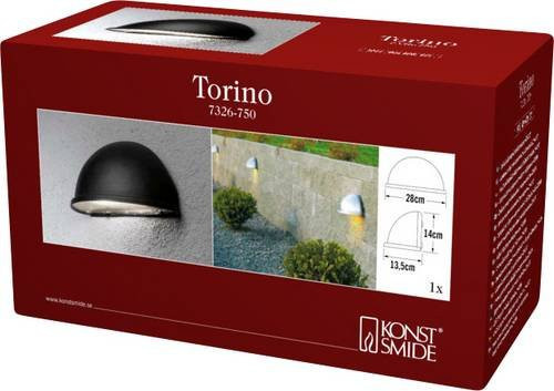 Konstsmide Torino 7326-750 Außenwandleuchte Schwarz E27 40W B/T/H: 14,0 x 14,0 x 28,0 cm - Bild 1