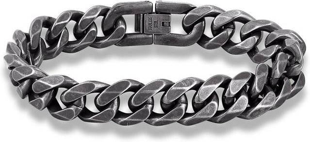 Armband Edelstahl, kubanisches Gliederkettenarmband, Schwarz, Herren, 19cm - Bild 1