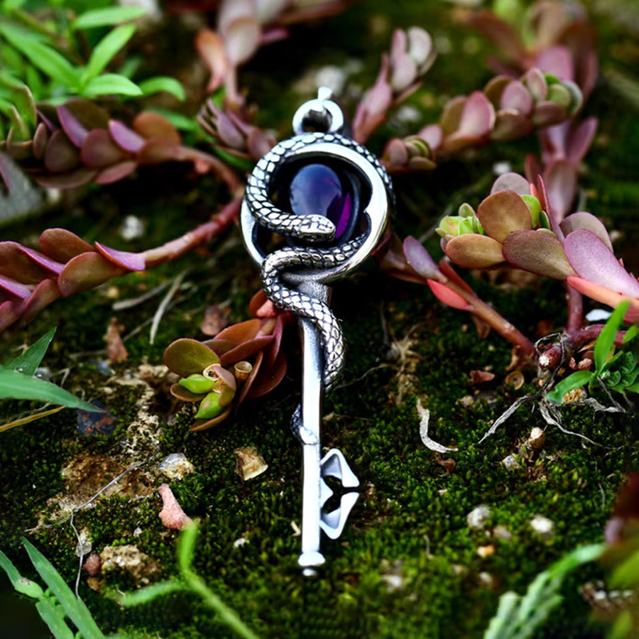 NORTHMAN Halskette Edelstahl, Schlüssel Anhänger, Stein, Silber, Unisex - Bild 2