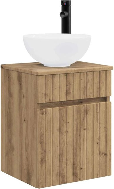 vidaXL Wandmontiertes Waschbecken-Vanity-Unterschrank Artisan-Eiche, Braun, B/T/H: 39 x 35 x 63 cm - Bild 1