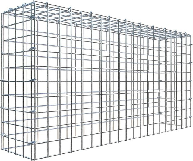 Gabiona C-Ring Anbaukorb Typ 3 in Silbergrau, Maschenweite 5 x 5 cm, B/T/H: 50 x 100 x 20 cm - Bild 1