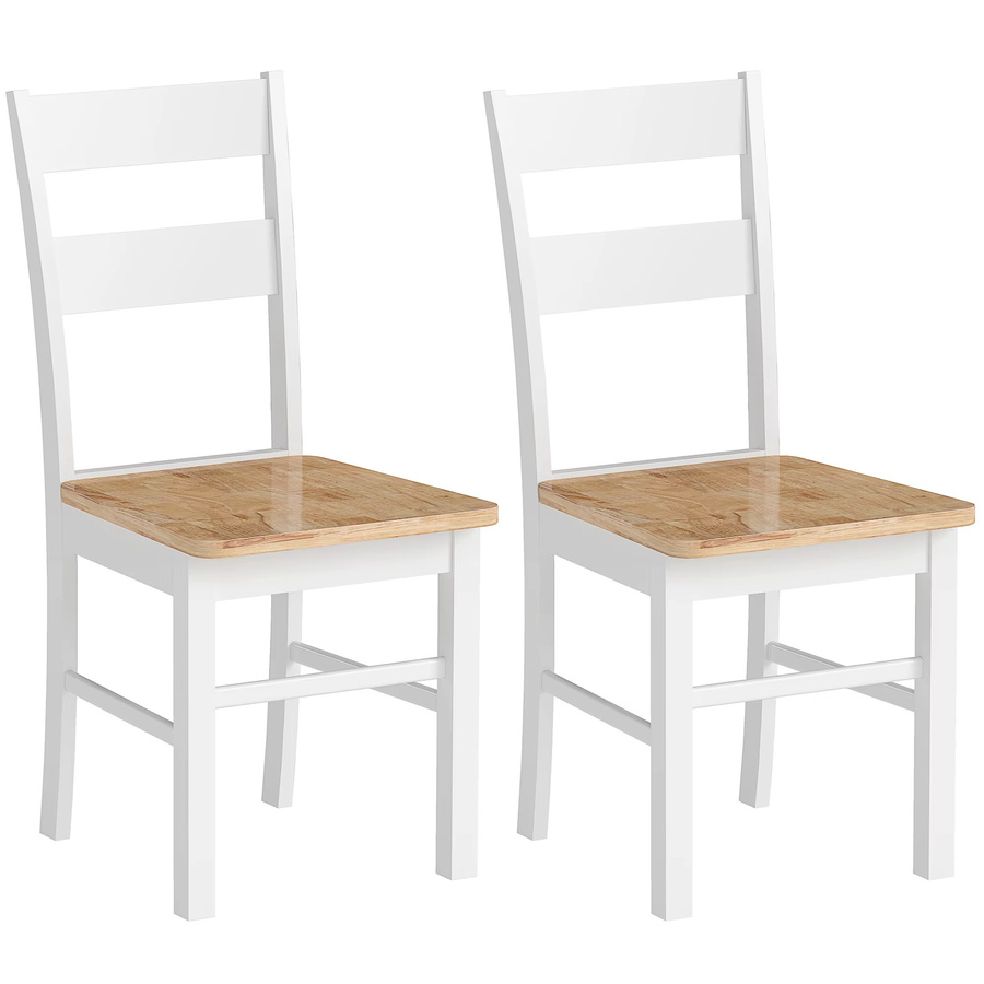 HOMCOM Esszimmerstühle 2er Set aus Holz in Eiche mit Rückenlehne und armlosem Design für Küche und Wohnzimmer - Bild 2