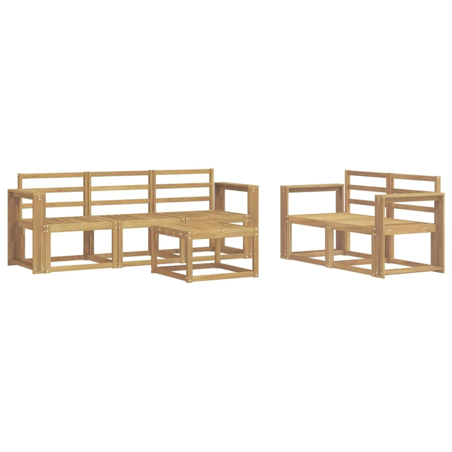 vidaXL Outdoor-Sofagarnitur 6-teilig aus Akazienholz in Weiß mit Tisch und Polstern, B/T/H: 59 x 59 x 37 cm - Bild 2