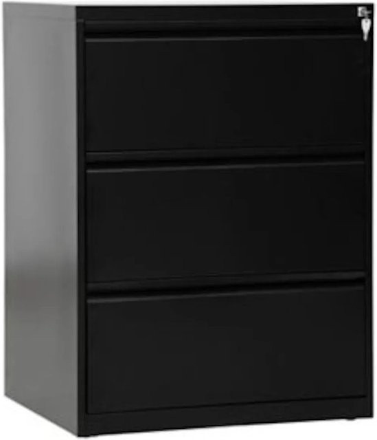 PROREGAL Hängeregistraturschrank Mare mit 3 Schubladen in Schwarz Matt, H x B x T: 101 x 76 x 62 cm - Bild 1