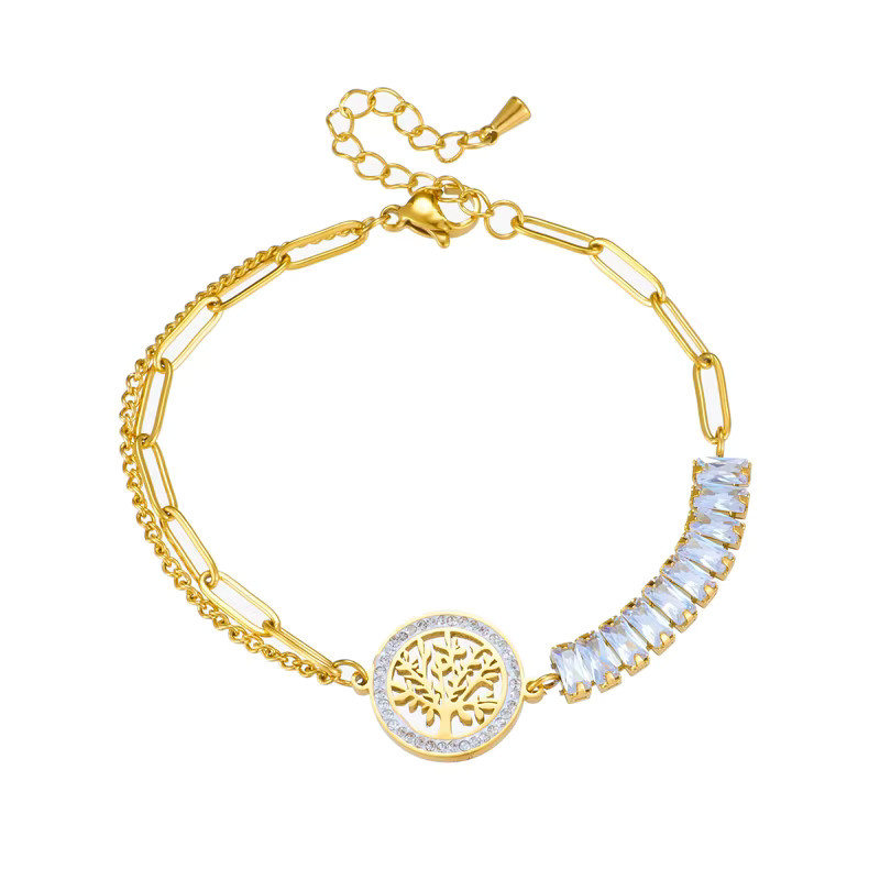 XIYANIKE Halskette Edelstahl, Gold, Zirkonia, Damen, Life Tree Anhänger - Bild 2