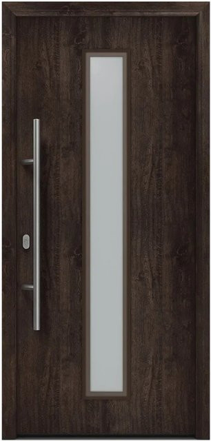 EcoStar Haustür Isopro IP 020S in Eiche Dunkel mit Glaseinsatz, Breite: 110 cm, Höhe: 210 cm, DIN Links - Bild 1