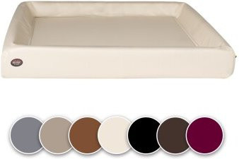 SABRO Hundebett KUDDE aus Kunstleder in Creme/Beige mit orthopädischem Schaumstoff und abnehmbarem Bezug - Bild 1