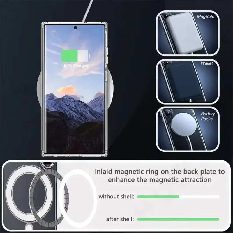 Stoßfeste magnetische MagSafe Schutzhülle für Samsung Galaxy S26 Ultra S25 Ultra S24 S23 S22 S21 Transparent - Bild 3