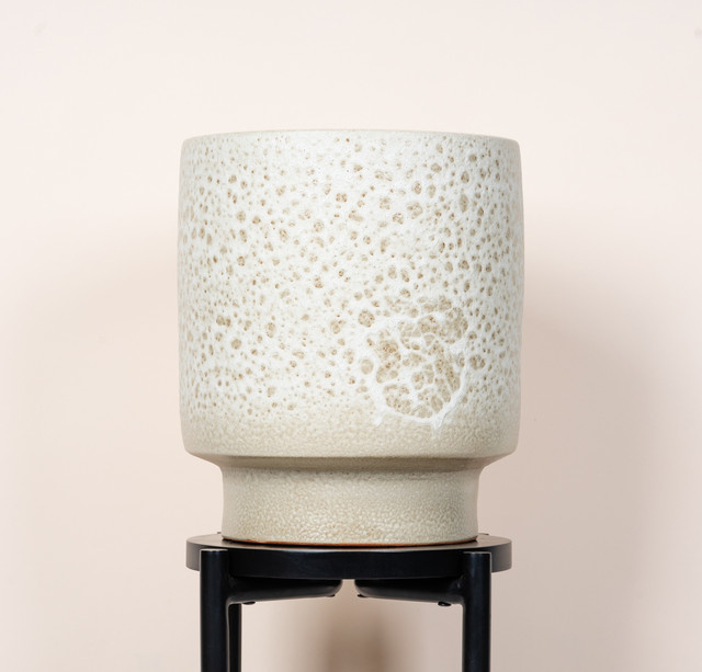 Keramik Übertopf Green Living BLUME2000 in Beige mit Lavamotiv, Höhe: 30 cm, Breite: 30 cm, Tiefe: 30 cm - Bild 1