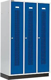 Schäfer Shop Select Kleiderspind mit 3 Abteilen, gelochten Streifen, Sockel und Zylinderschloss, Farbe: Enzianblau, Breite: 40 cm - Bild 1