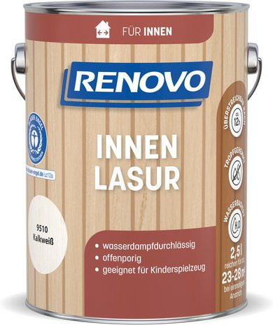 RENOVO Innenlasur wasserbasiert, Farbe: Kalkweiß, Glanzgrad: Seidenmatt, Inhalt: 2,5 l - Bild 1