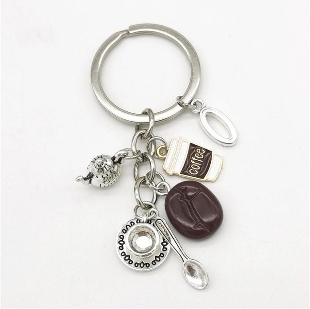 Cenxuan Schlüsselanhänger Kaffeebohne, Unisex, grau - Bild 1