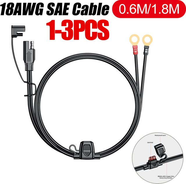 2-polige SAE Schnellkupplung 18AWG für O-Ring-Kabelbäume mit 10A-Sicherung, Schwarz, 12-24V - Bild 1