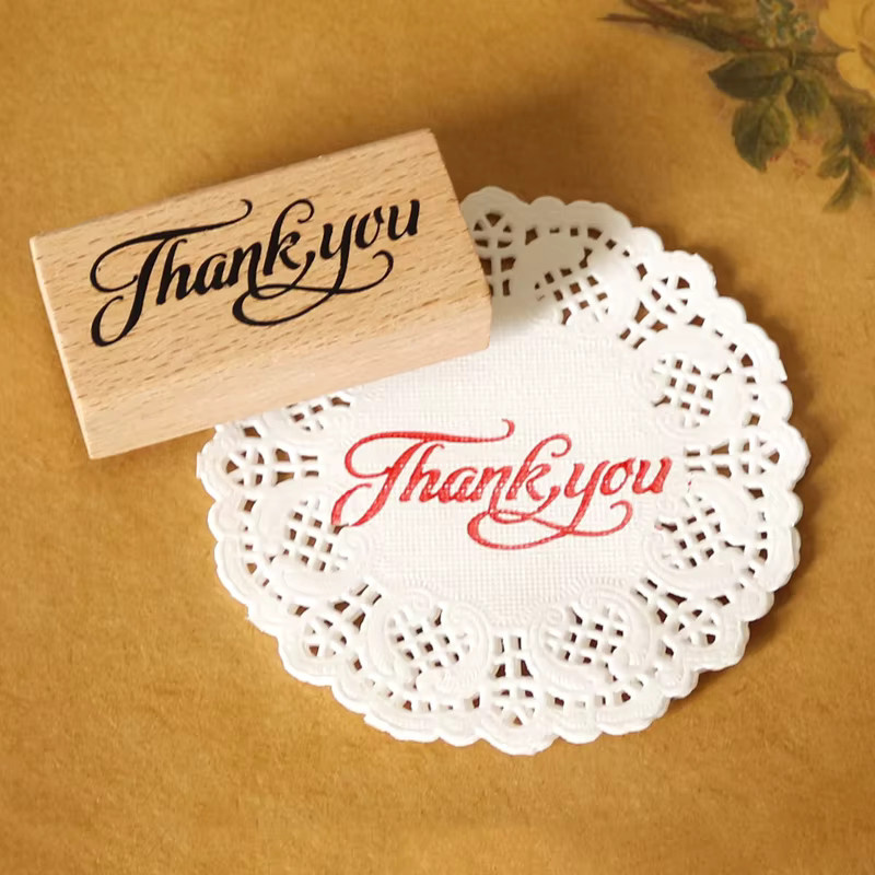 iSRCRAFT Vintage Holzstempel Danke Rund für DIY-Handwerk und Scrapbooking in Braun - Bild 2