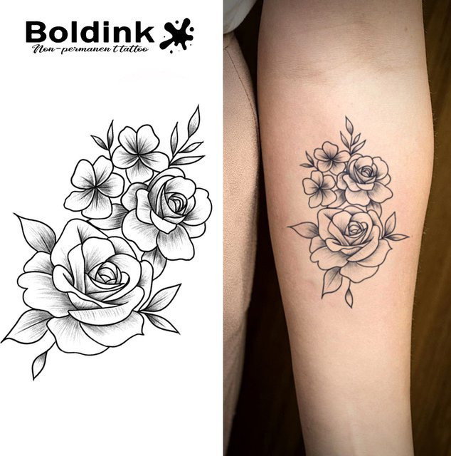 Boldink Temporäres Tattoo Blumenstrauß, Unisex - Bild 1