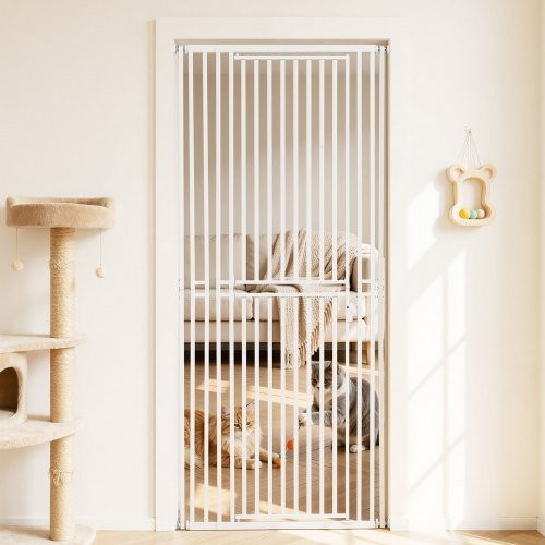 VEVOR Extra Tall Haustiergitter in Weiß für Katzen und Hunde, Höhe: 200 cm, Breite: 700-860 mm, mit Druckmontage- und Wandmontagesatz und 30 mm Stababstand - Bild 1