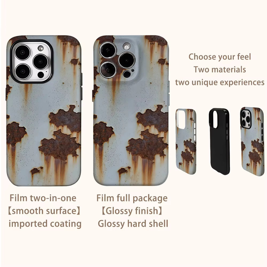 Potdemiel Handyhülle mit Rostsimulation für iPhone 11 bis iPhone 16 Pro Max Plus in Multicolour mit doppellagiger Rückseite - Bild 3