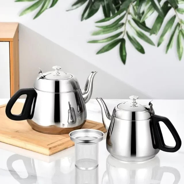 Edelstahl Pfeifkessel Wasserkocher mit Signalpfeife in Silber, 1,2 l - Bild 1