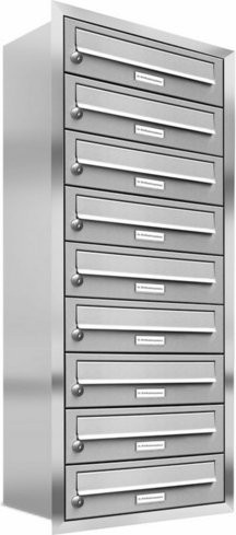 AL Briefkasten-Mehrfachbriefkasten für 9 Parteien zur Unterputzmontage, Farbe: Silber, B/H/T: 42,5 x 107,5 x 27,5 cm - Bild 1