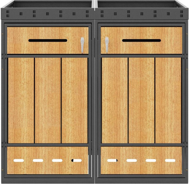 Doppel-Mülltonnenbox von GL Store als 2-fach Abfalltrennsystem aus Stahl und Holz in Grau und Naturfarbe, B/T/H: 132 x 80 x 124 cm - Bild 1