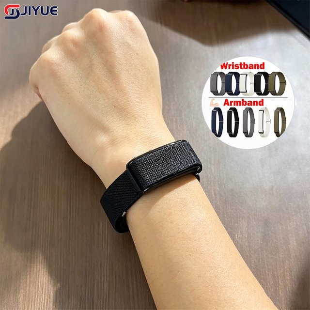 JIYUE Elastisches Nylon-Armband für Google Fitbit Air, verstellbares und atmungsaktives Sport-Armband, 18mm, Unisex, Schwarz/Weiß - Bild 1