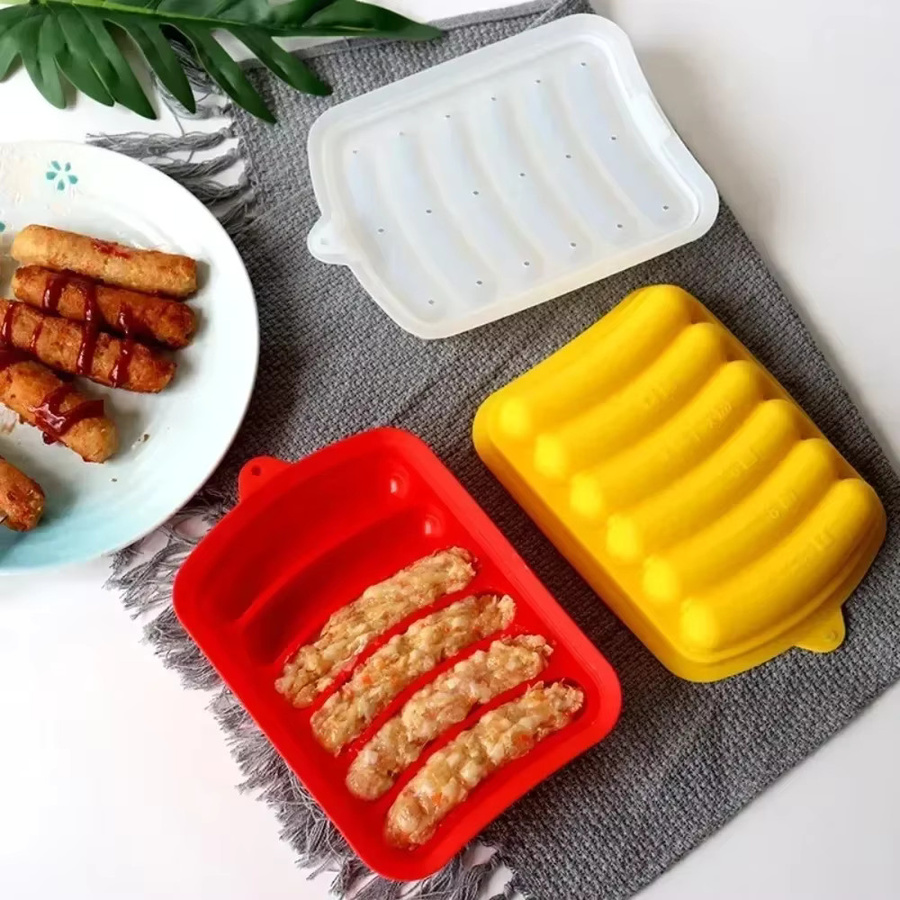 DUTRIEUX Silikon-Wurstform mit Deckel in Weiß, Hitzebeständiges Backwerkzeug für Hot Dogs und Schinken - Bild 2