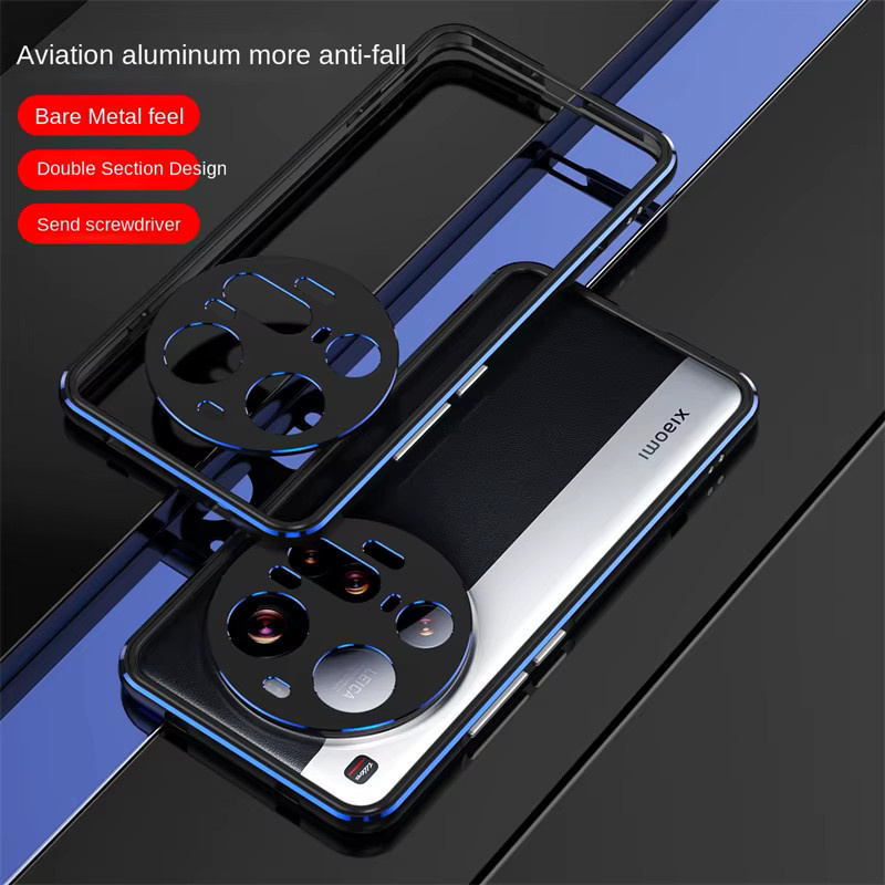 Xiaomi 15 Ultra Bumper Hard Cover mit Kamera Objektiv Schutz aus Aluminium Rahmen in Schwarz oder Rot - Bild 2