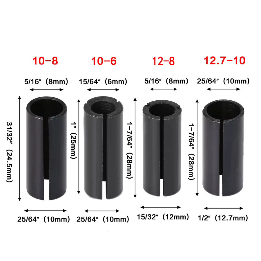 JGZUI Schaftreduzierer Spannzangenhülse Router-Bit-Adapter in Schwarz für Holztrimmer und Gravierer - Bild 3