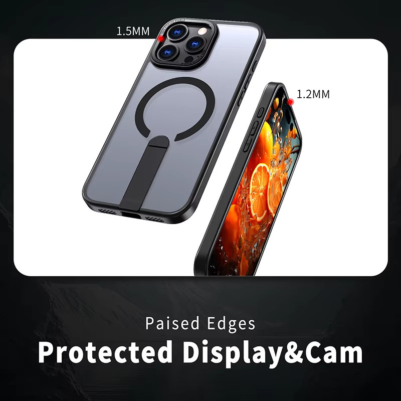 RUWANHU MagSafe Magnetische Drahtlose Lade Schutzhülle für iPhone 16 15 14 13 12 11 Pro Max mit Metall Stoßstange aus hartem PC in Schwarz - Bild 4