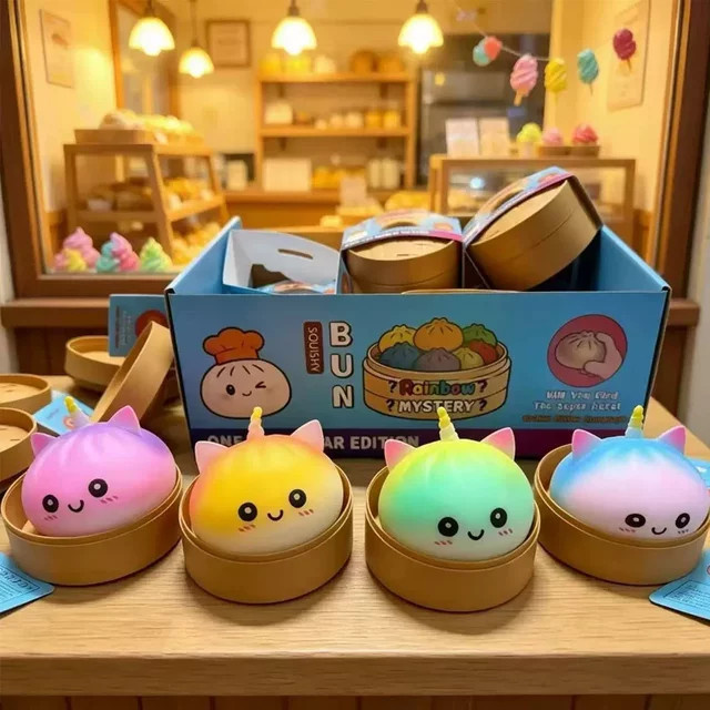 Adoowoo Einhorn-Brötchen Dekompressionsspielzeug in bunten Farben als Desktop-Ornament für Kinder - Bild 1