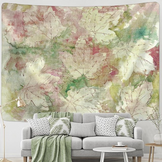 Vertigo Ölgemälde Linie Wandteppich im Boho-Stil, abstrakte Psychedelic Kunst für dein Schlafzimmer oder Wohnzimmer, beige, Breite: 95 cm, Höhe: 70 cm - Bild 1