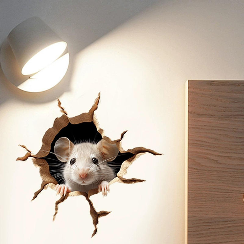 Realistischer Wandaufkleber Kleine Mäuse für ein lustiges Mauseloch Design aus PVC - Bild 2