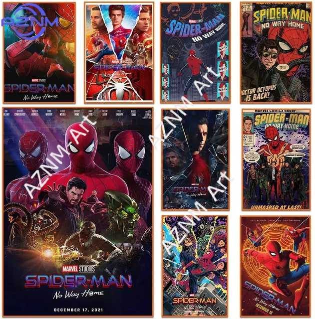 Spiderman No Way Home Filmplakat als Leinwandgemälde von KAYOU, Mehrfarbige Superhelden Wandkunst für dein Wohnzimmer - Bild 1