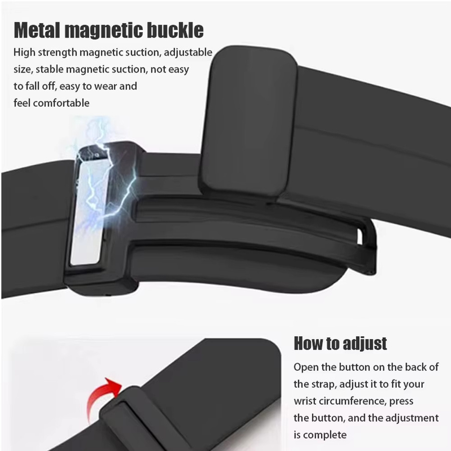Huawei Uhrenarmband Silikon, Magnetische Schnalle, Schwarz, Unisex - Bild 3