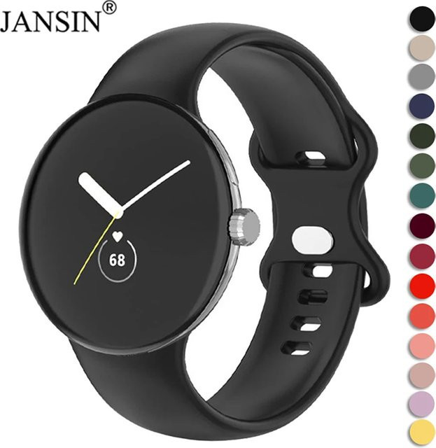 jansin Uhrenarmband Silikon, Schwarz, Unisex, Google Pixel Watch 2 - Bild 1